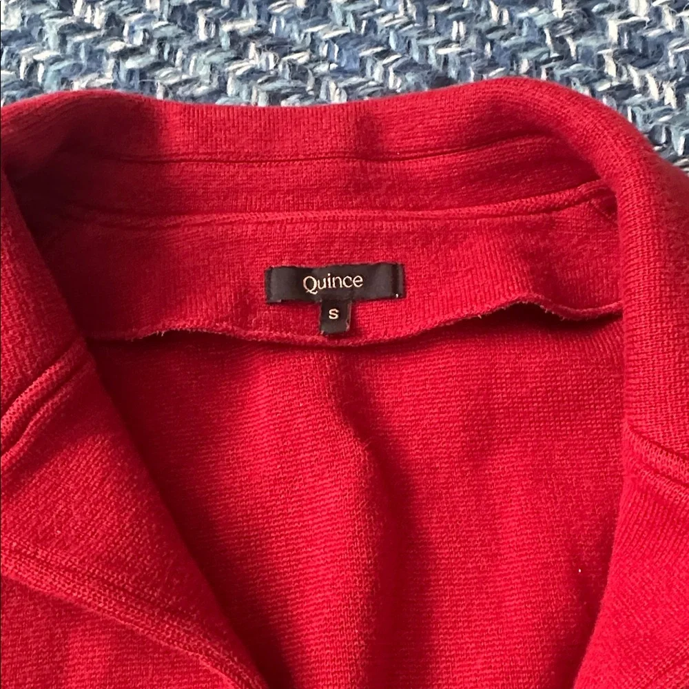 Quince 100% Organic Cotton Knit Blazer Open Front, red - Picture 2 of 6